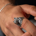 Sterling Silver Wolf Head Ring