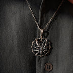 Spider Web 925 Sterling Silver Pendant Gothic Spider Necklace