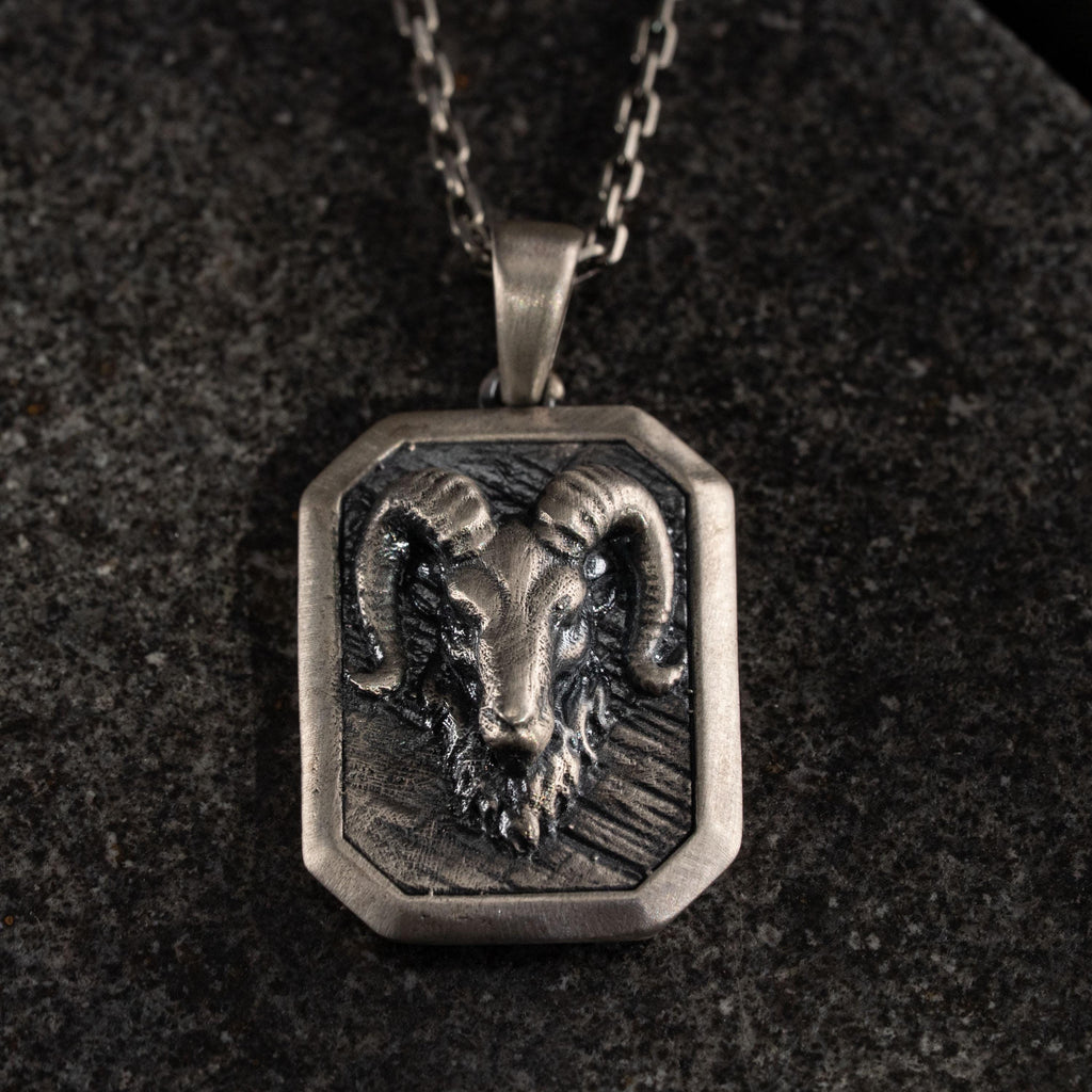 Ram Skull Sterling Silver Necklace