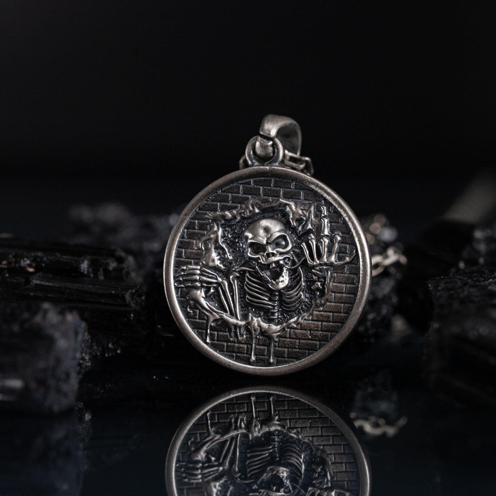 Skeleton 925 Sterling Silver Pendant Necklace