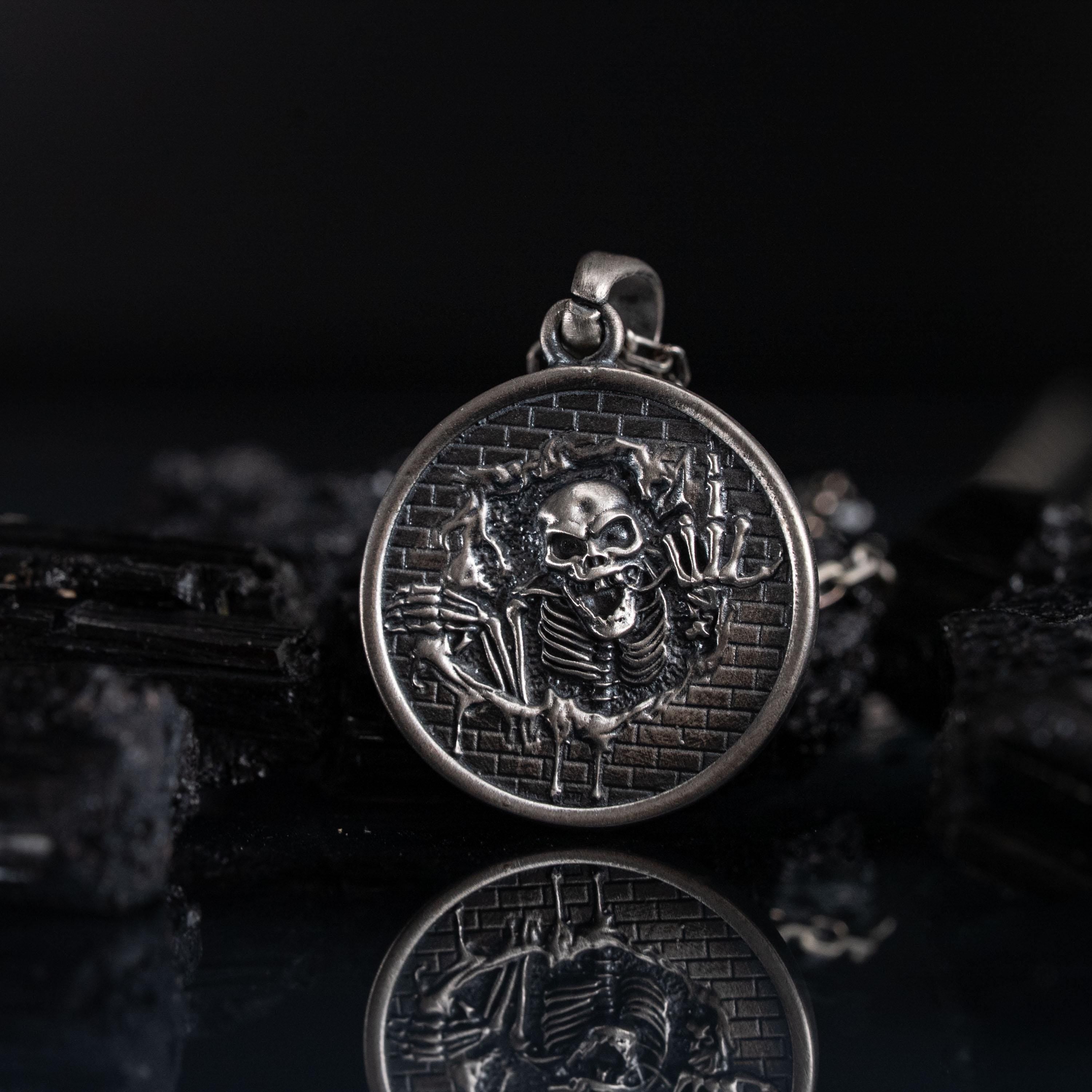 Skeleton 925 Sterling Silver Pendant Necklace