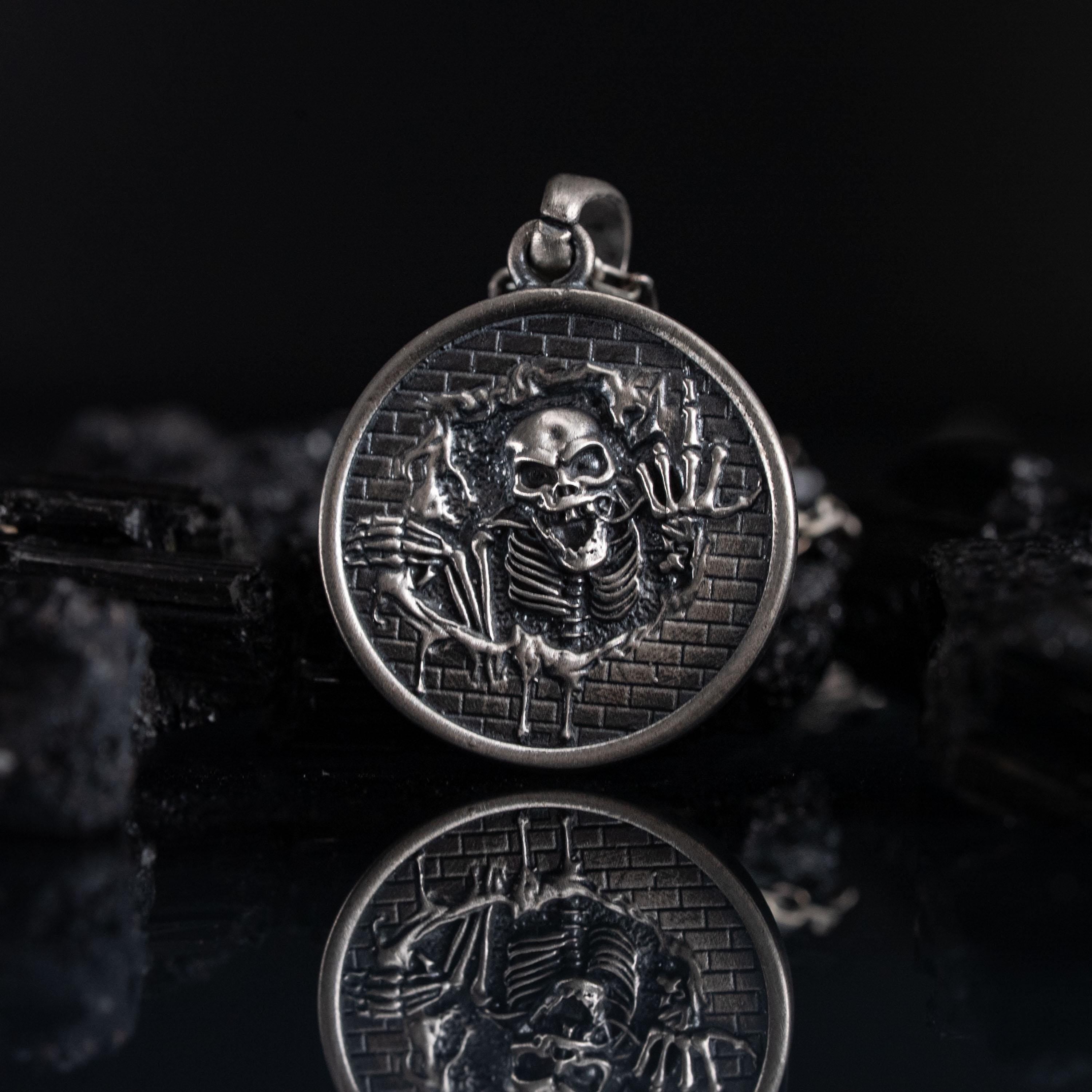 Skeleton 925 Sterling Silver Pendant Necklace