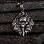 Gothic Skull Sword 925 Sterling Silver Pendant Necklace
