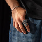 925 Sterling Silver Dragon Head Ring for Men