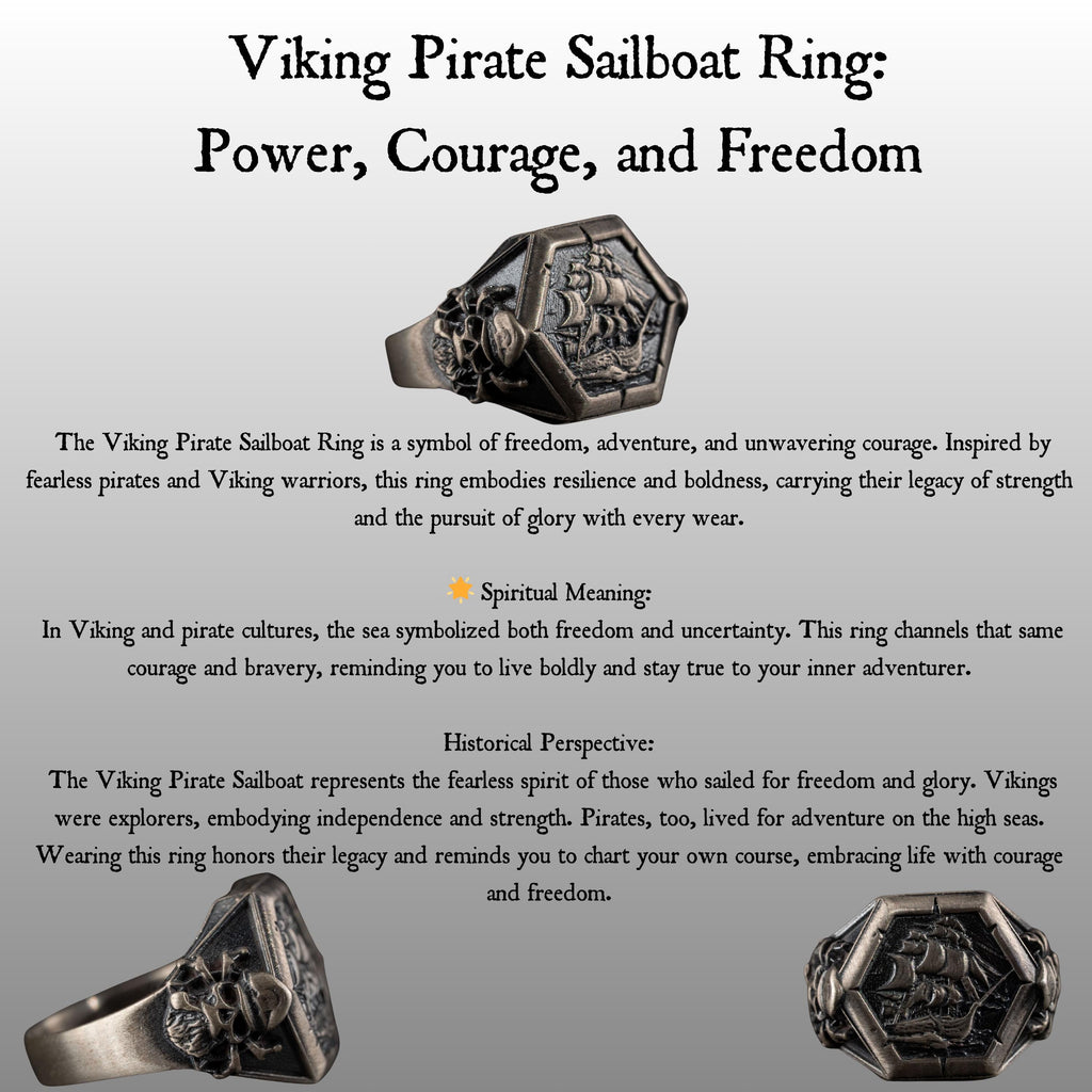 Viking Pirate Sailboat 925 Sterling Silver Ring