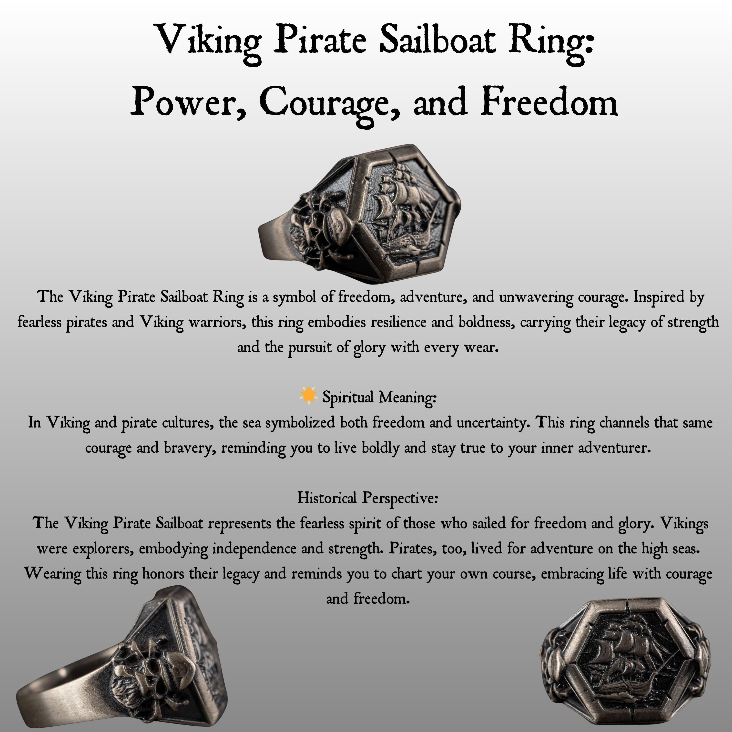 Viking Pirate Sailboat 925 Sterling Silver Ring