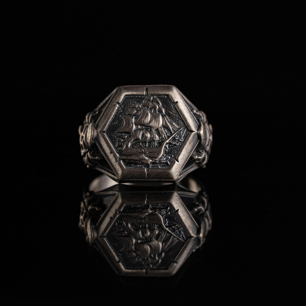 Viking Pirate Sailboat 925 Sterling Silver Ring