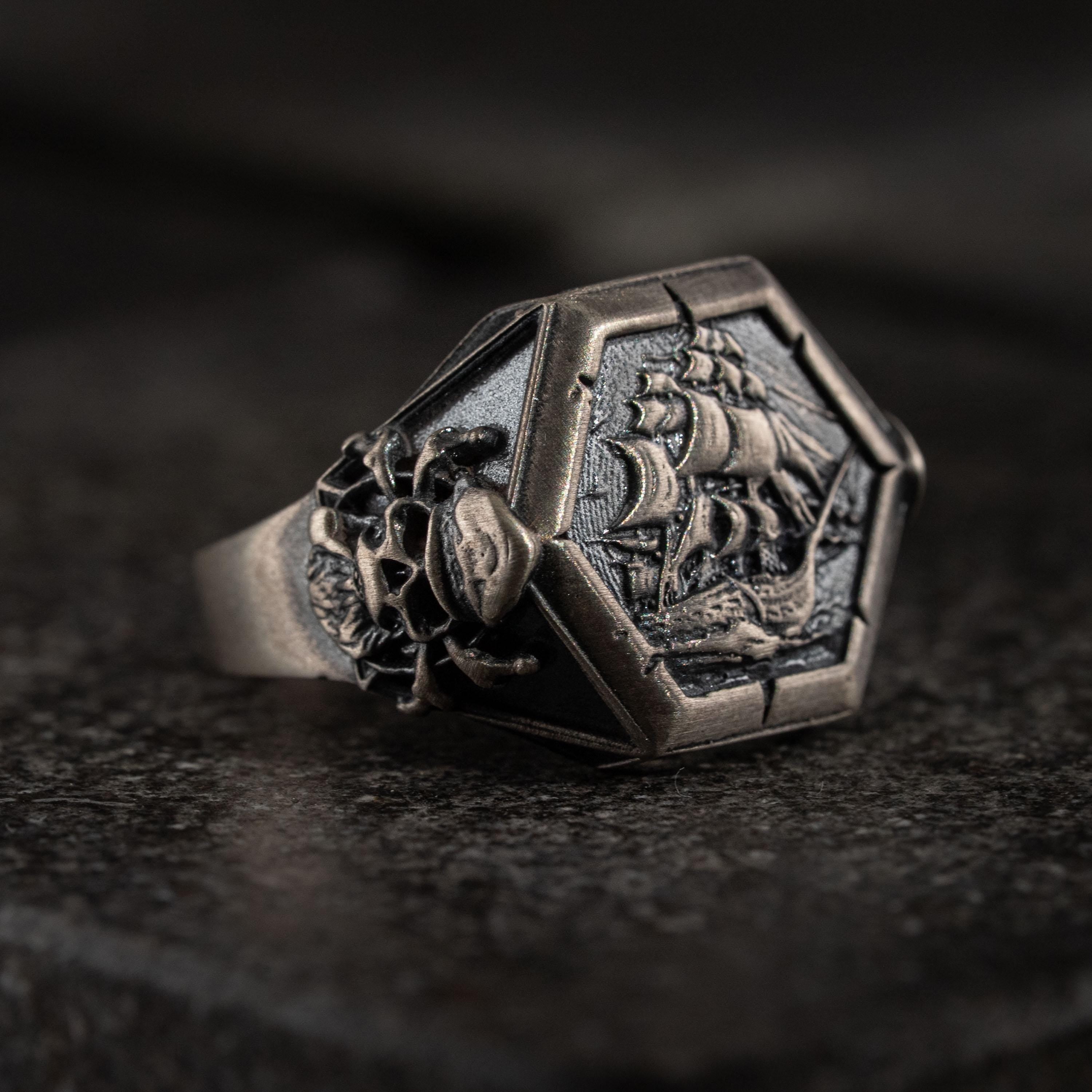 Viking Pirate Sailboat 925 Sterling Silver Ring