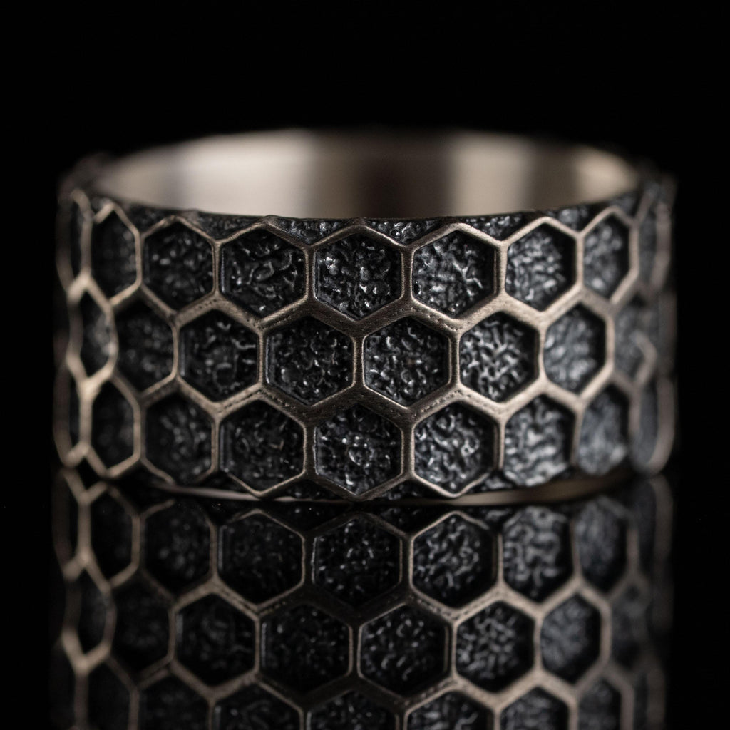 Custom Honeycomb 925 Sterling Silver Ring