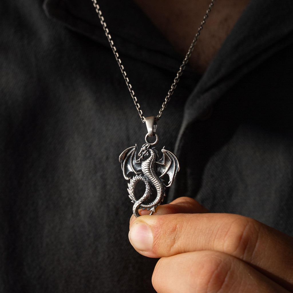 Dragon 925 Sterling Silver Pendant Necklace