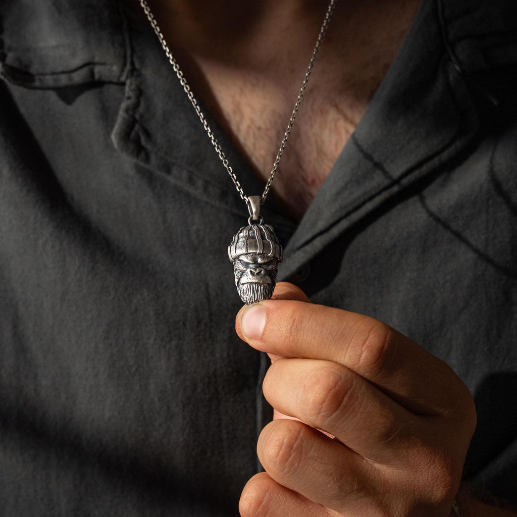 Angry Gorilla 925 Sterling Silver Pendant Necklace