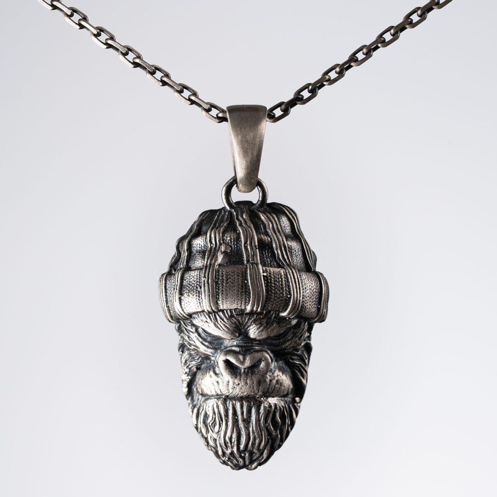 Angry Gorilla 925 Sterling Silver Pendant Necklace