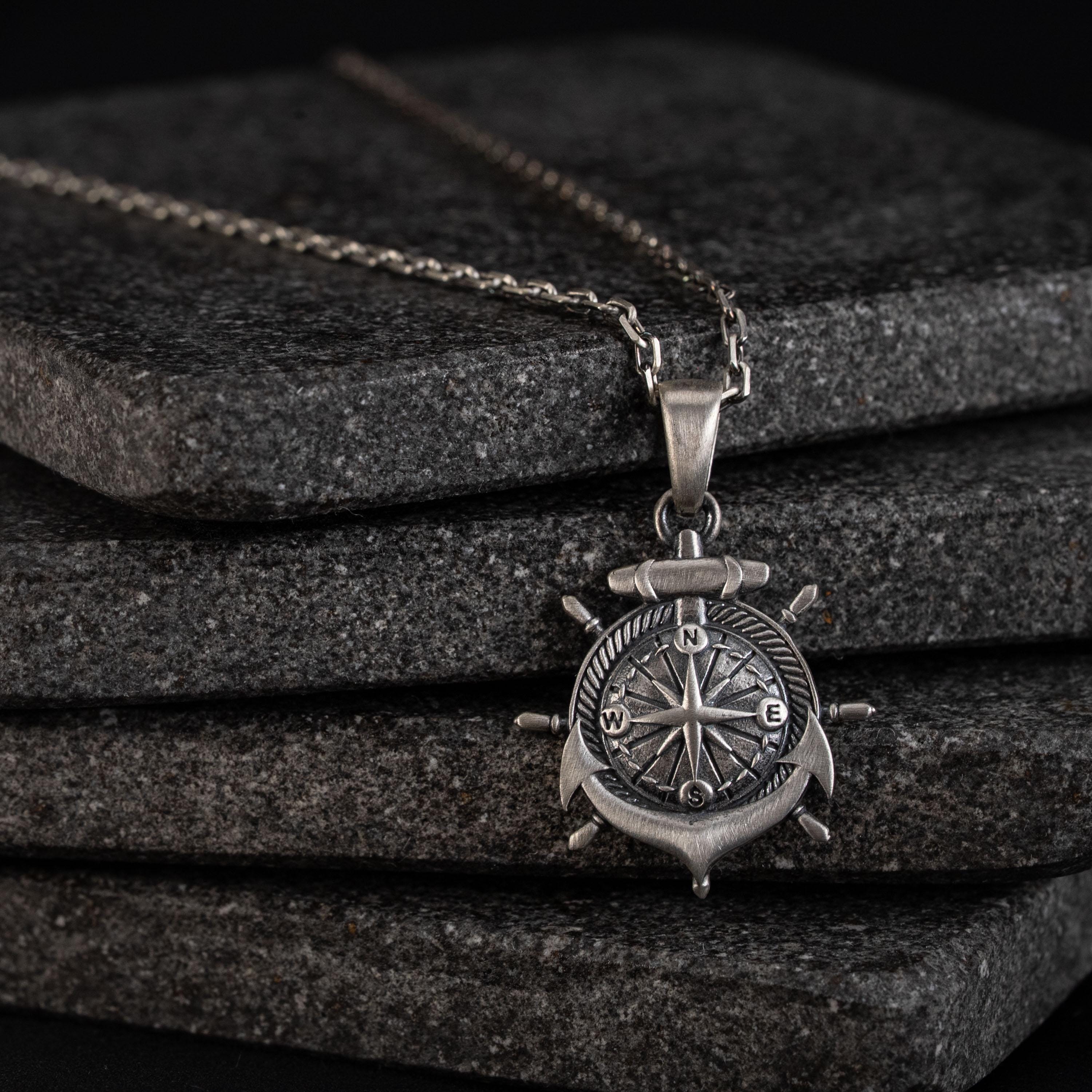 Anchor Compass 925 Sterling Silver Necklace