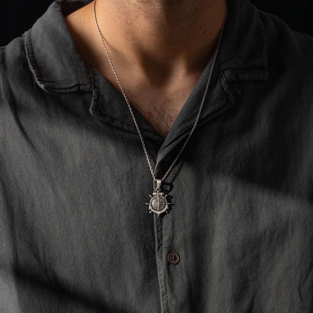 Anchor Compass 925 Sterling Silver Necklace