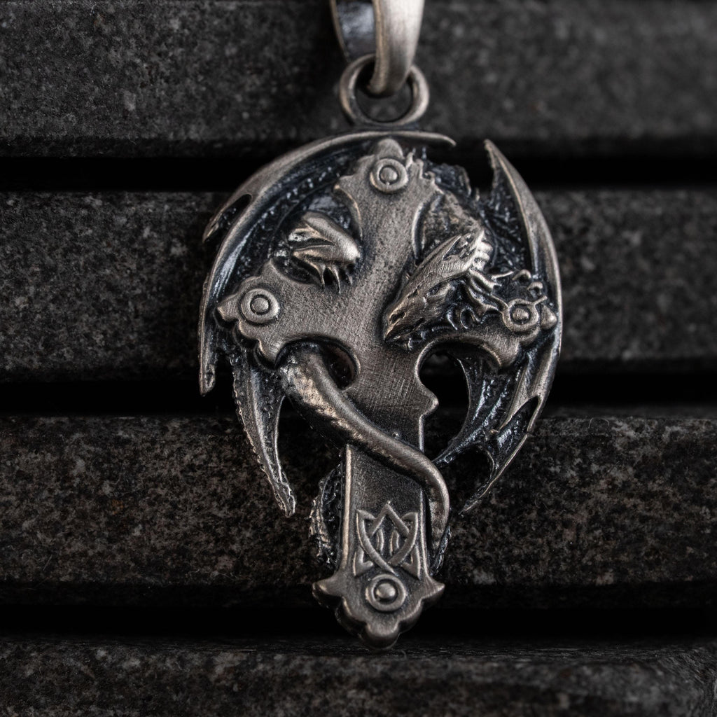 Dragon Cross 925 Sterling Silver Pendant
