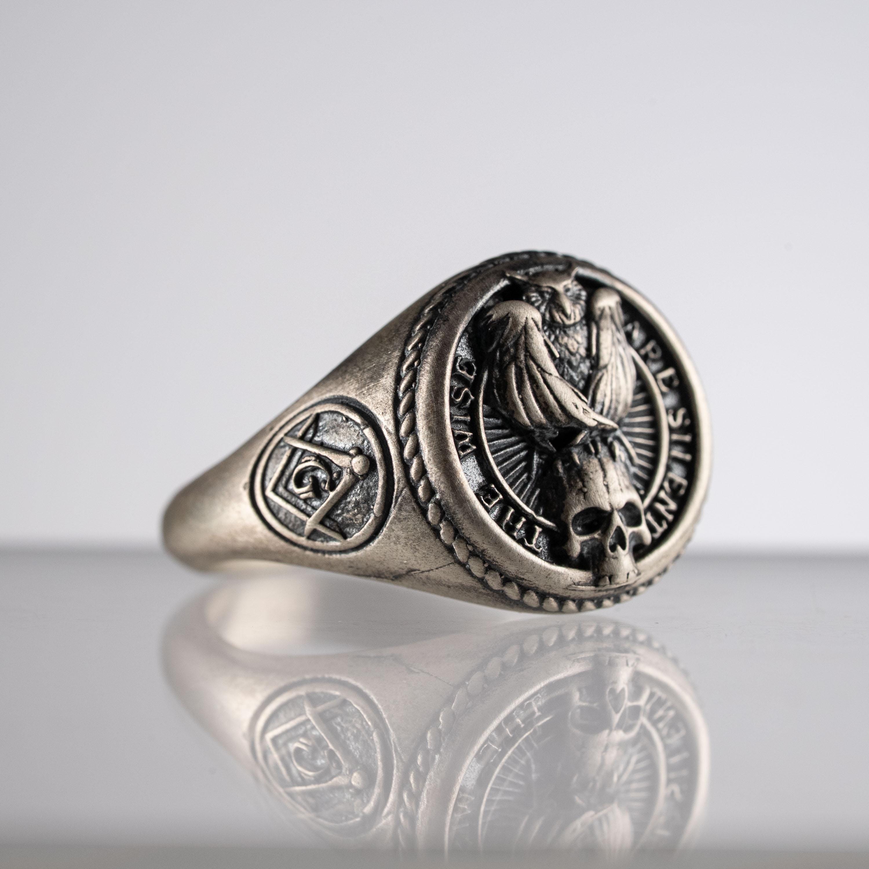 925 Sterling Silver Owl Skull Ring