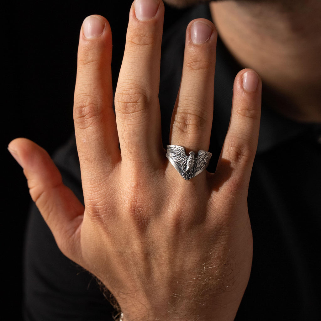 Winged Eagle 925 Sterling Silver Ring for Men
