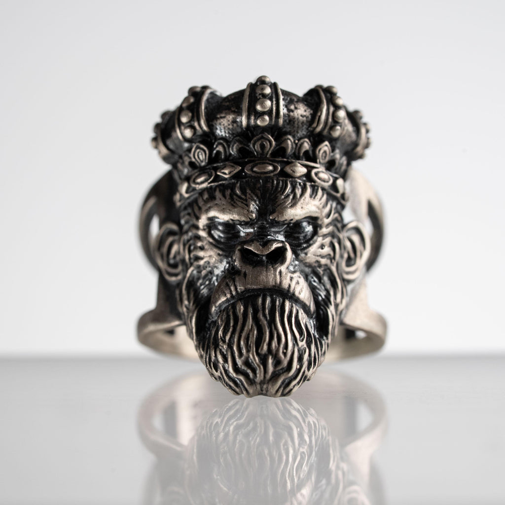 Gorilla Head 925 Sterling Silver Biker Ring