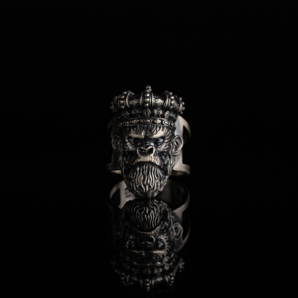 Gorilla Head 925 Sterling Silver Biker Ring