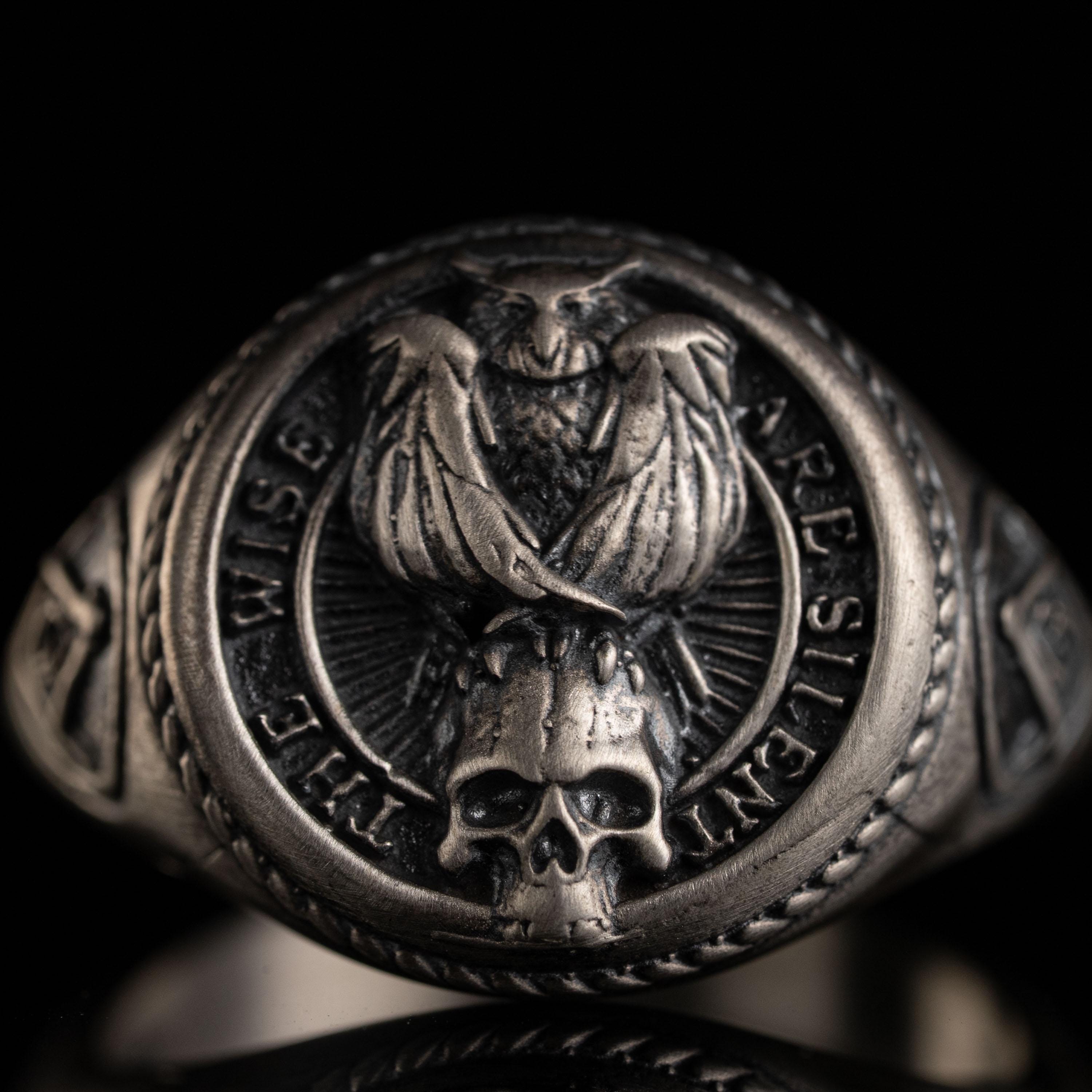 925 Sterling Silver Owl Skull Ring