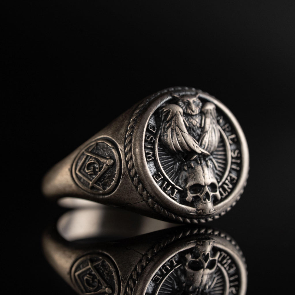 925 Sterling Silver Owl Skull Ring