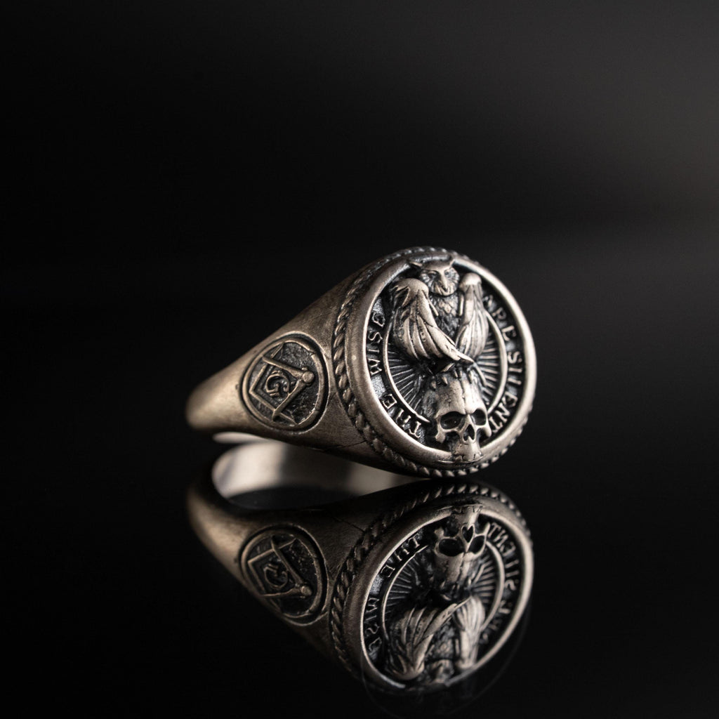925 Sterling Silver Owl Skull Ring