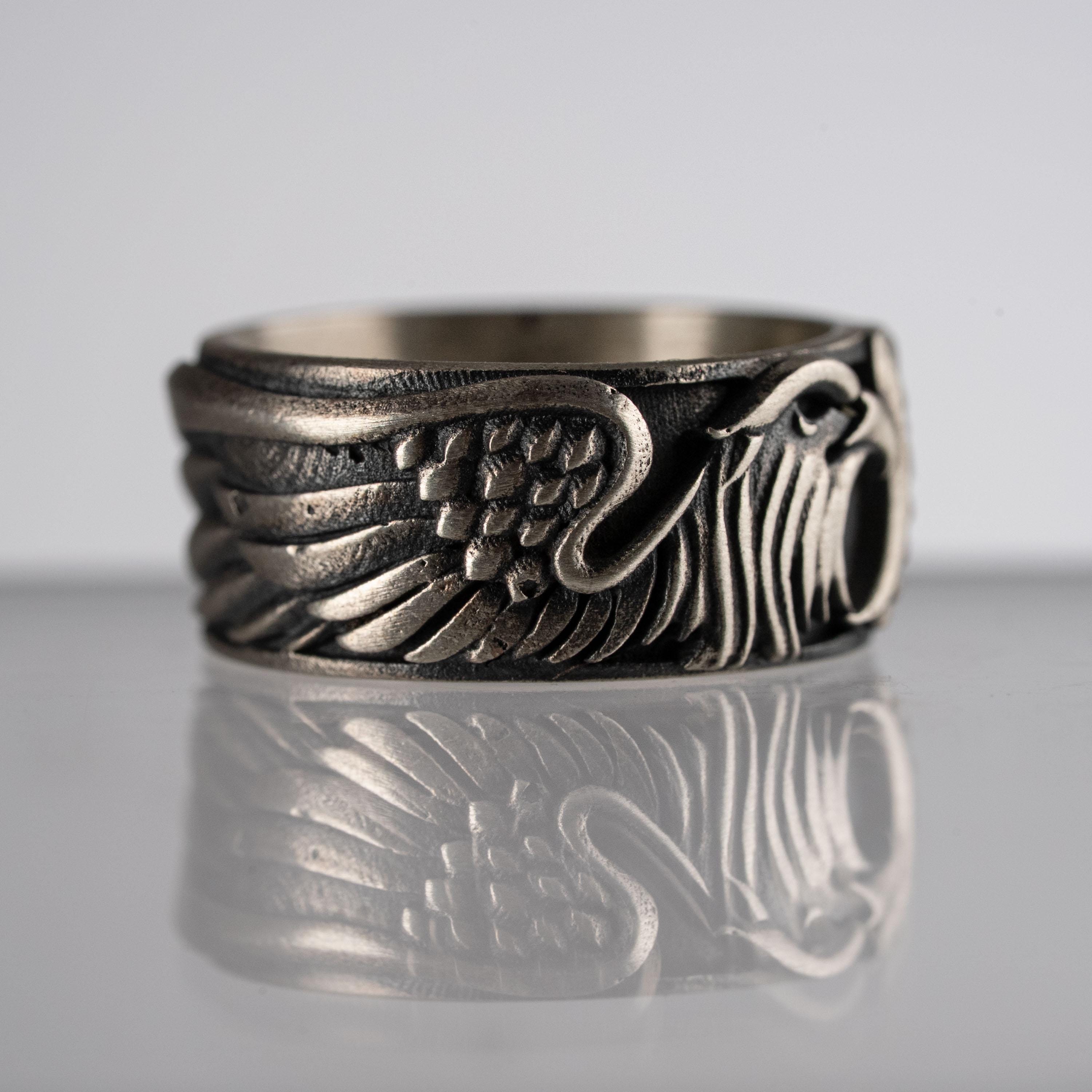 Winged Eagle Handmade 925 Sterling Silver Men’s Ring