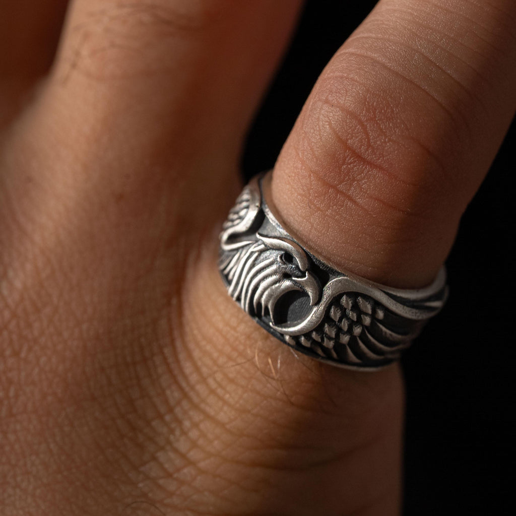 Winged Eagle Handmade 925 Sterling Silver Men’s Ring