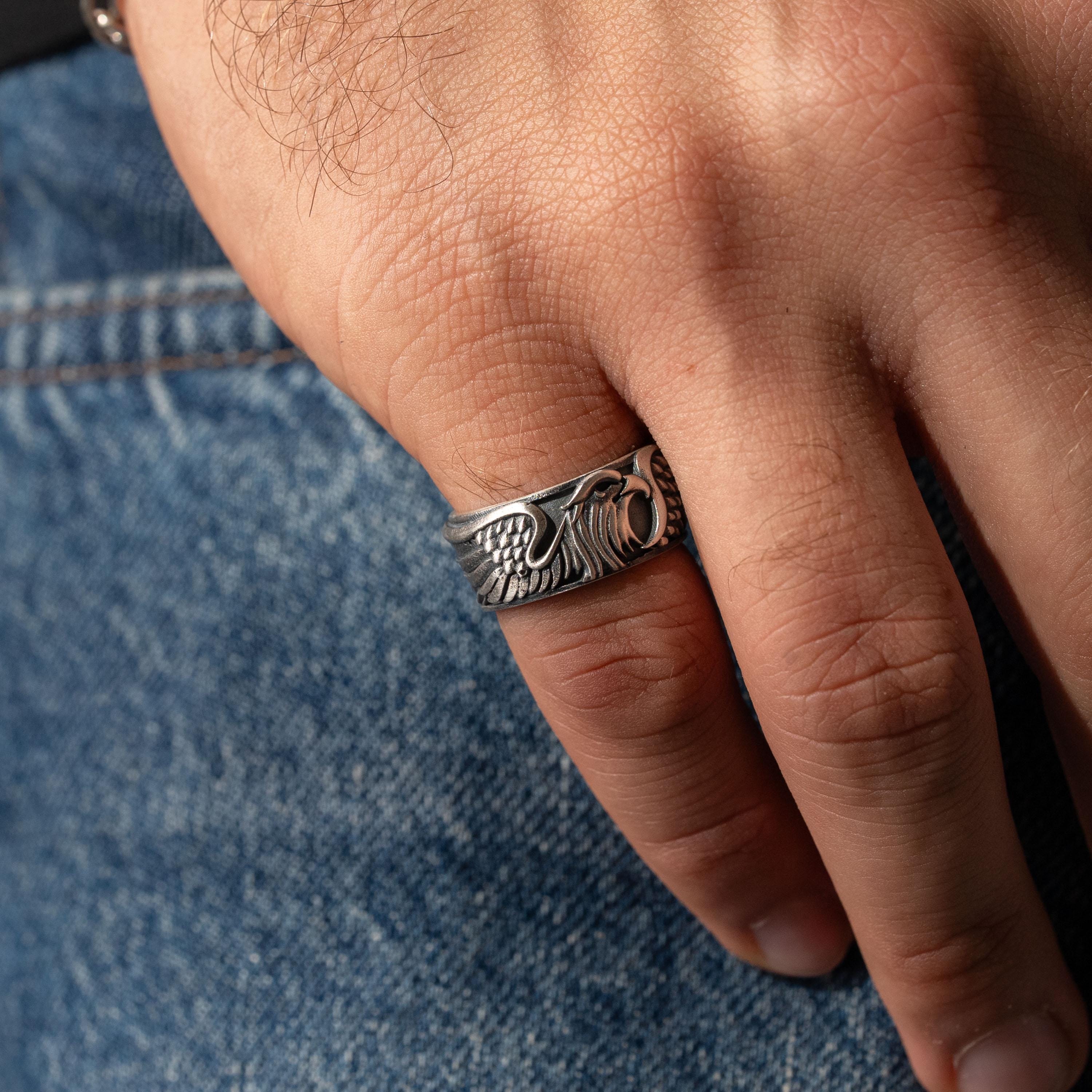 Winged Eagle Handmade 925 Sterling Silver Men’s Ring