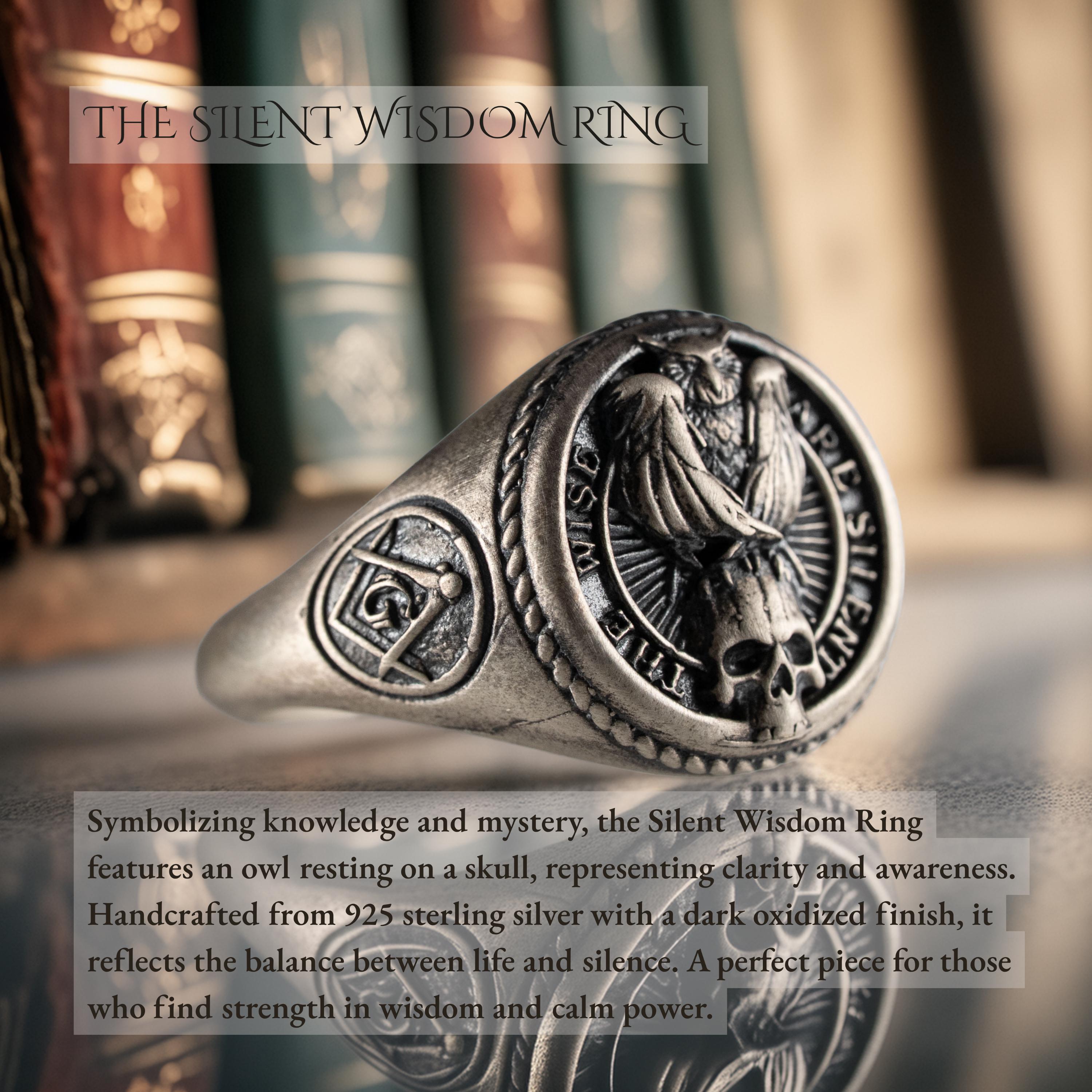 925 Sterling Silver Owl Skull Ring