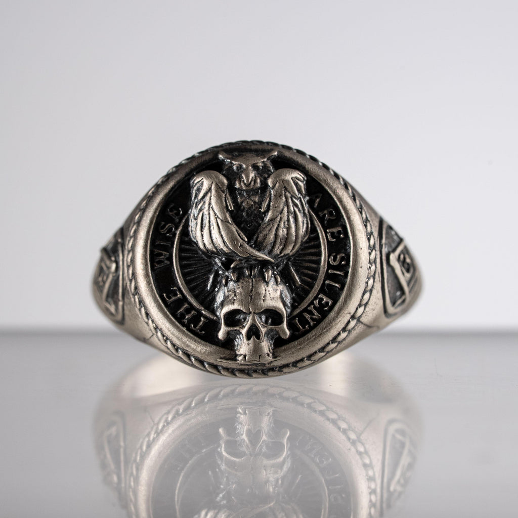 925 Sterling Silver Owl Skull Ring