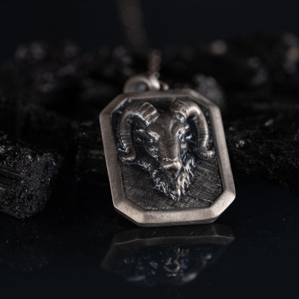 Ram Skull Sterling Silver Necklace