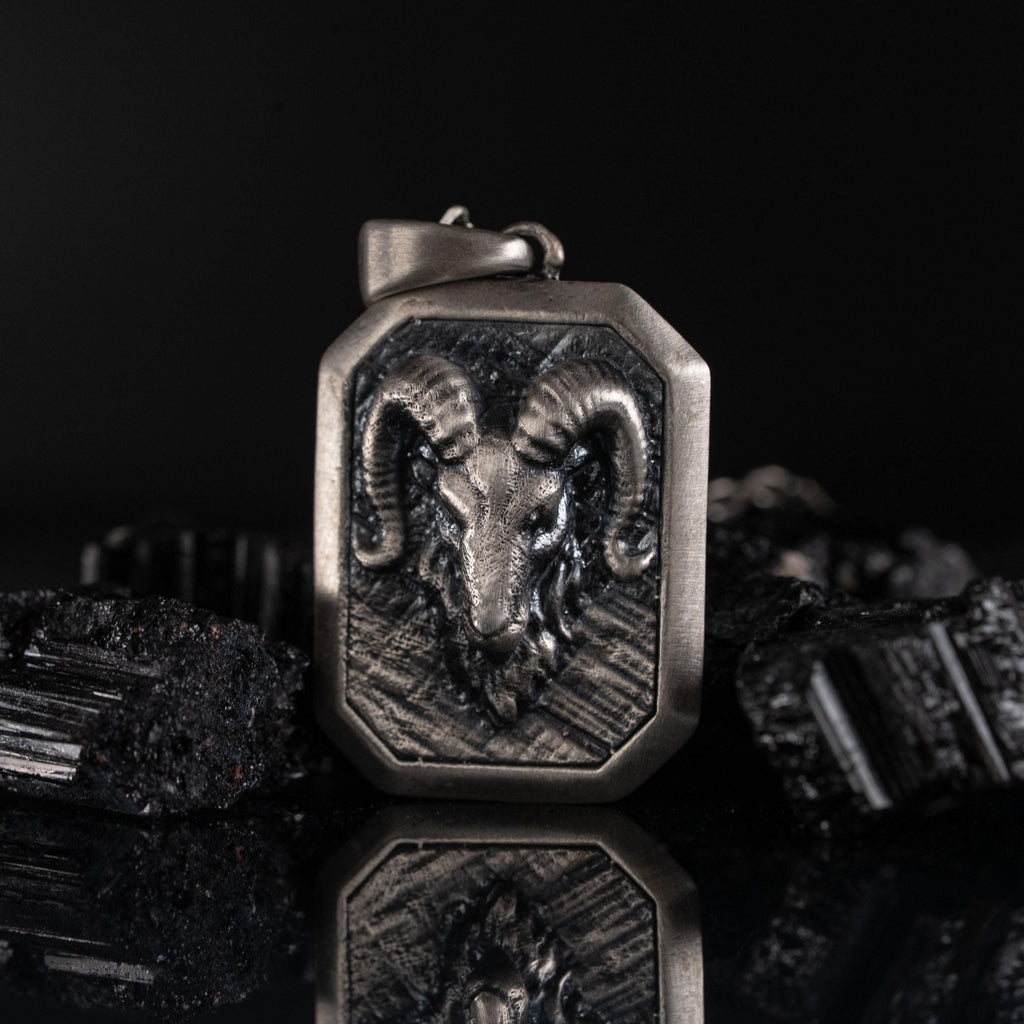 Ram Skull Sterling Silver Necklace