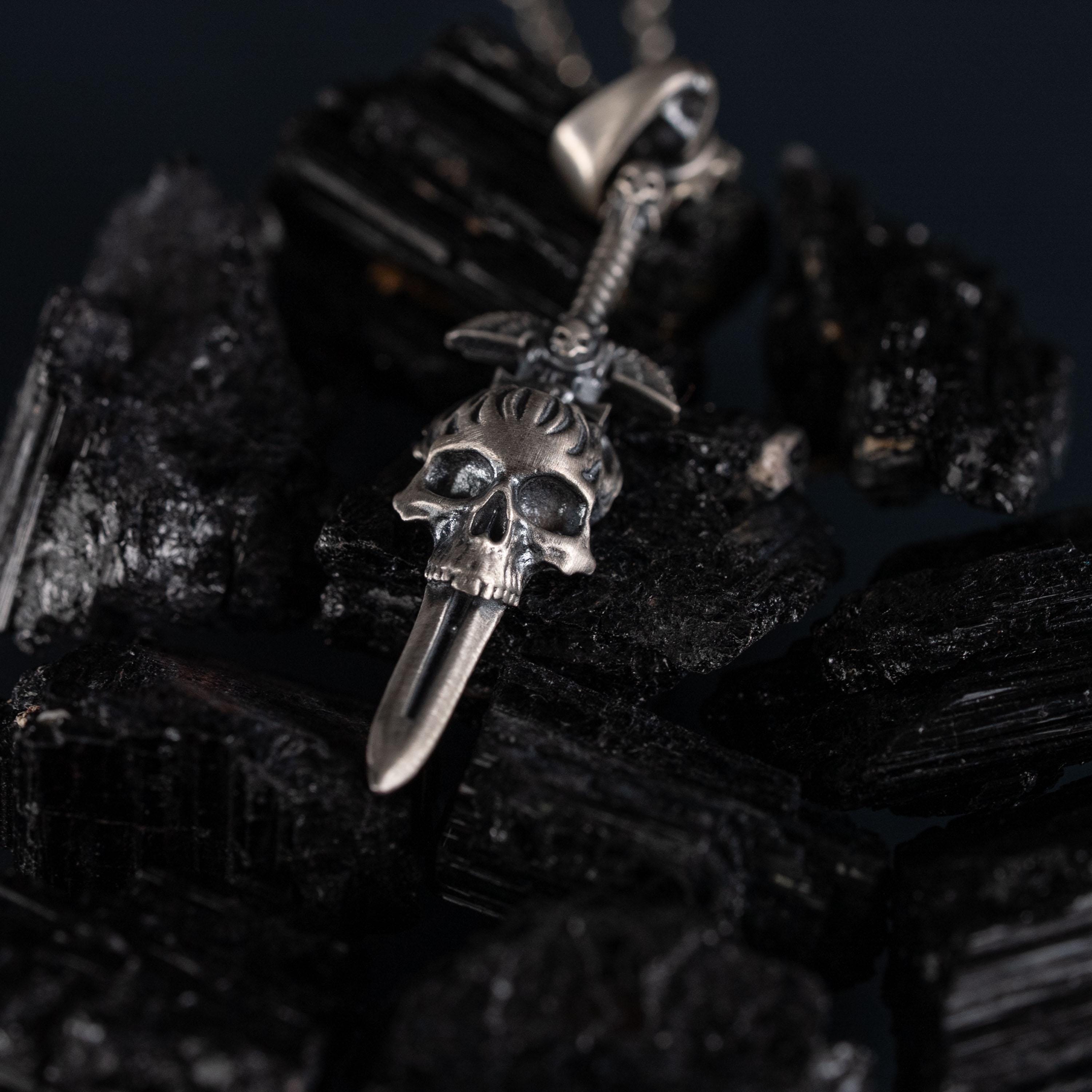 Skull Cross Sword 925 Sterling Silver Pendant