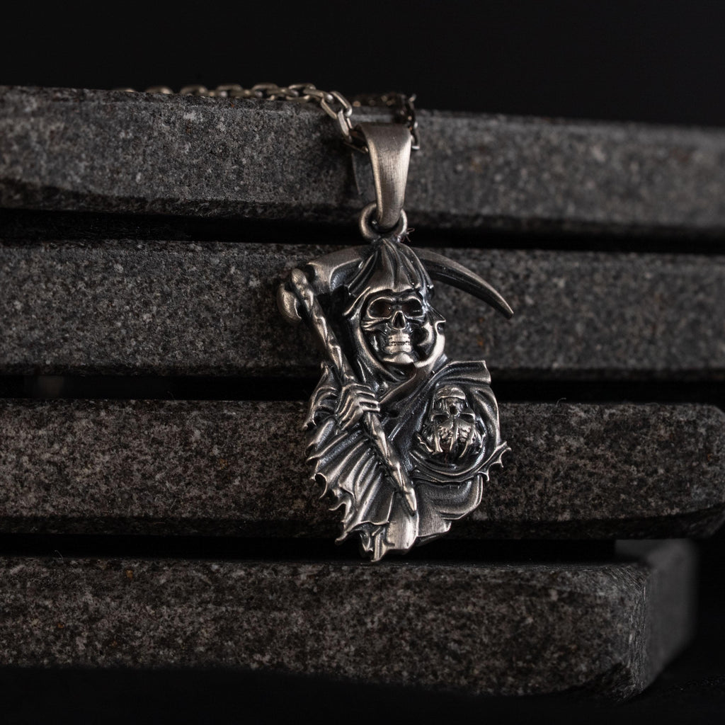 Grim Reaper 925 Sterling Silver Necklace