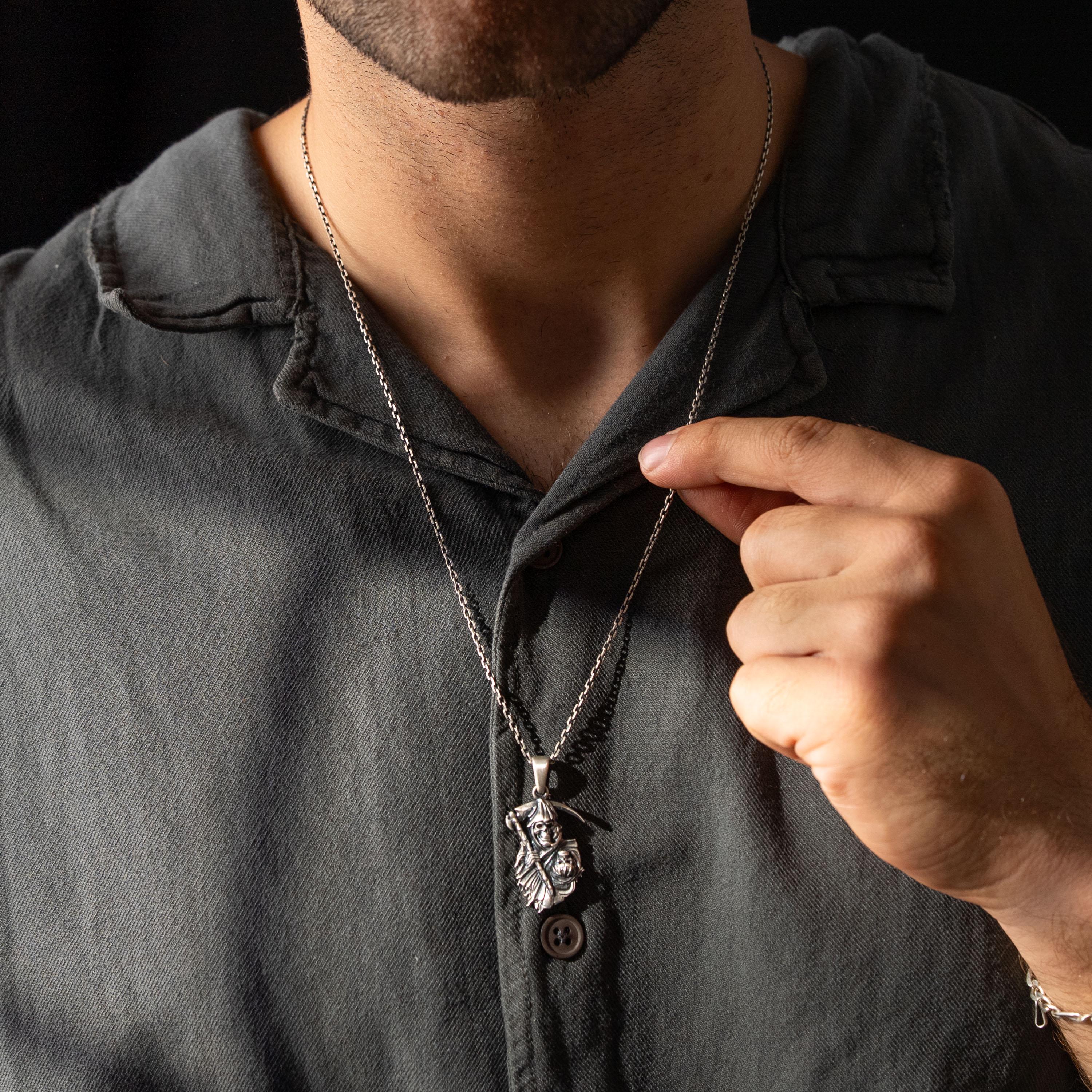 Grim Reaper 925 Sterling Silver Necklace
