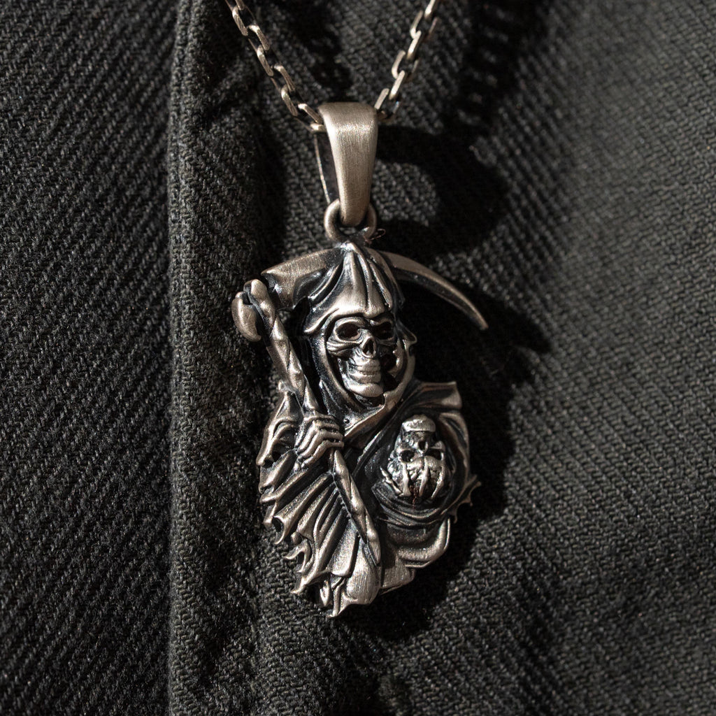Grim Reaper 925 Sterling Silver Necklace