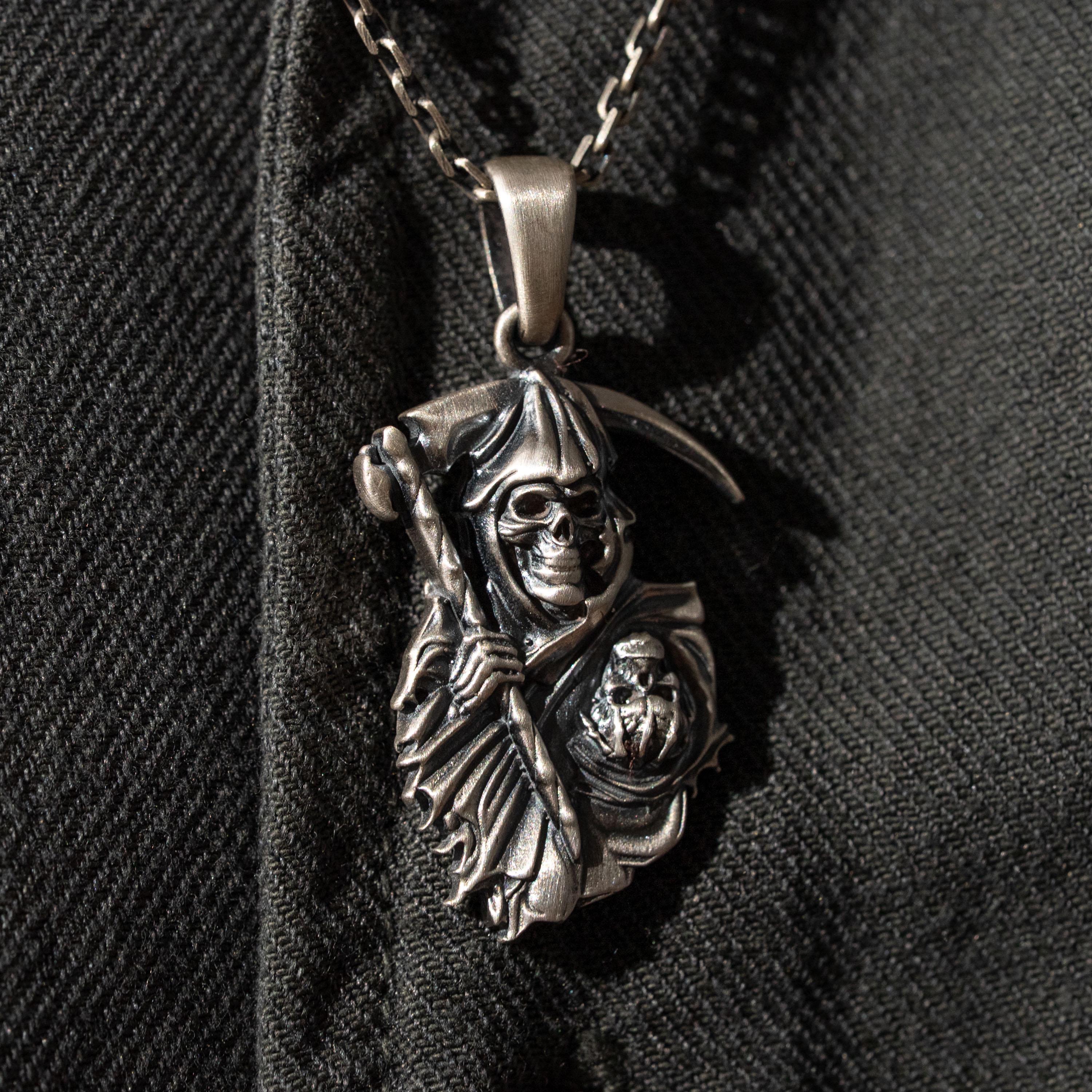 Grim Reaper 925 Sterling Silver Necklace