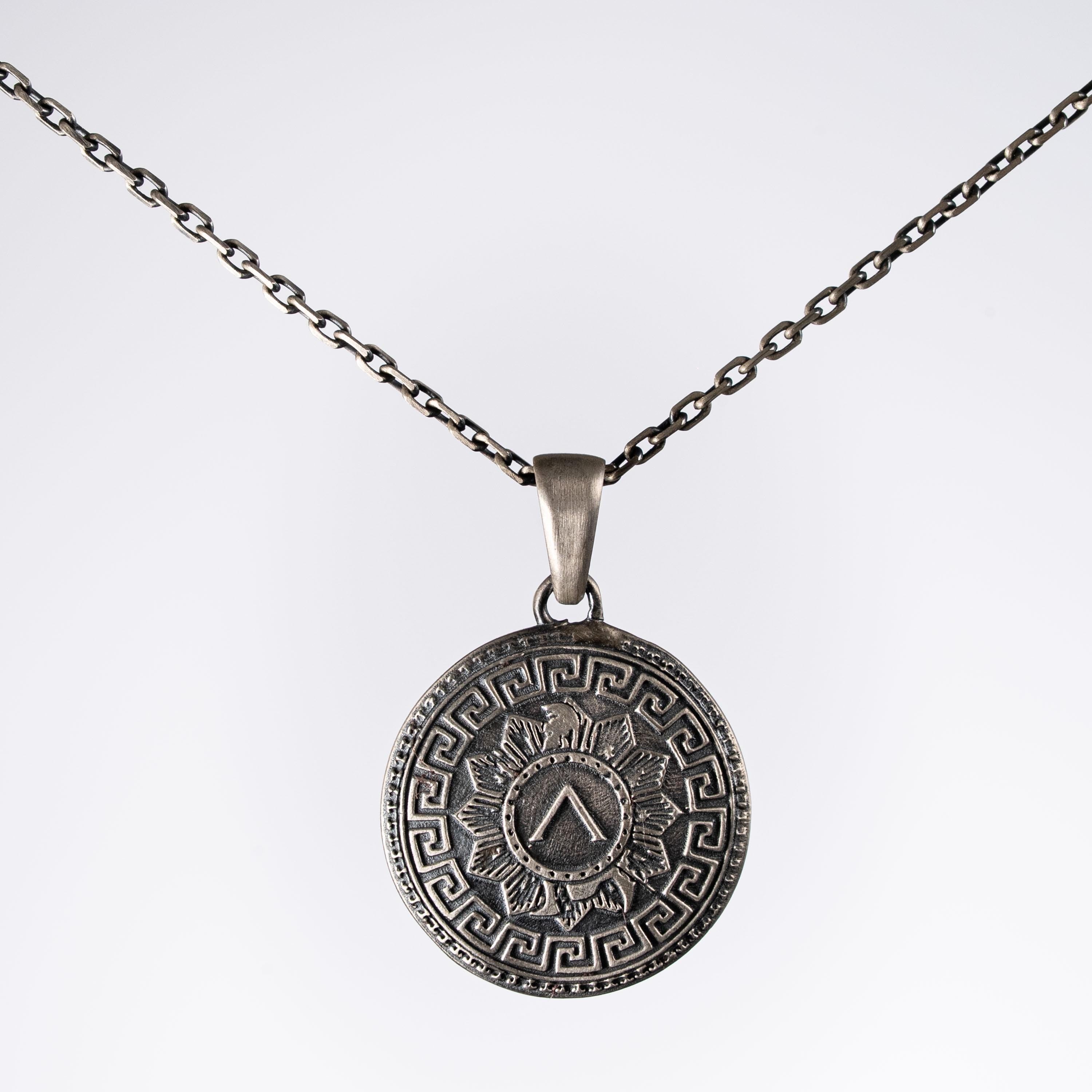Spartan Shield 925 Sterling Silver Necklace