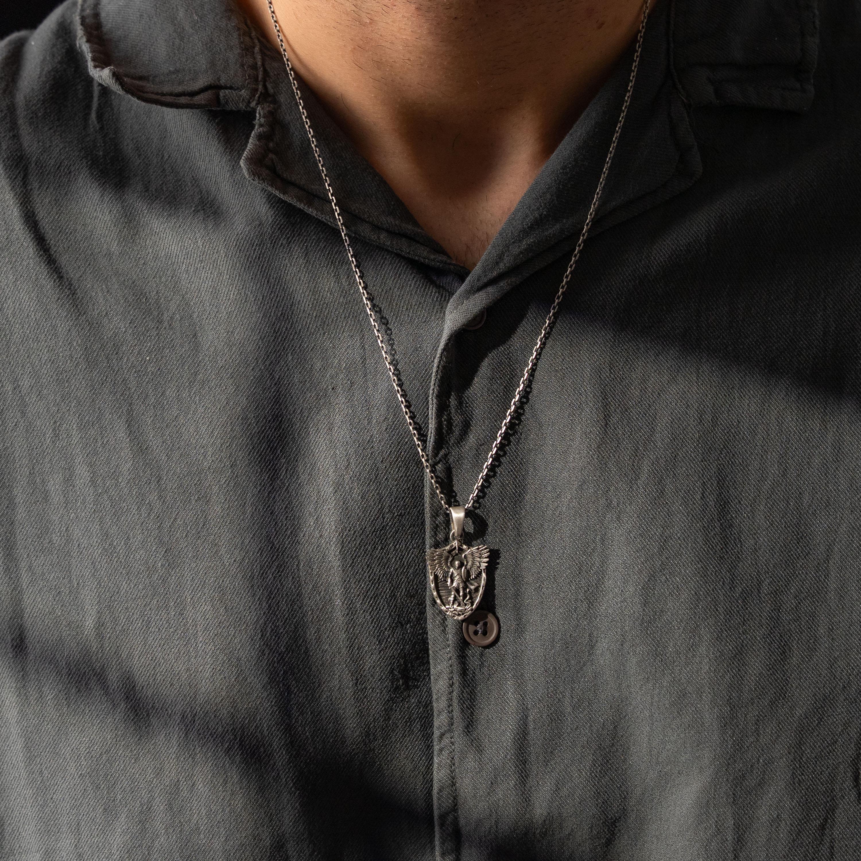 St. Michael Archangel Shield 925 Sterling Silver Necklace