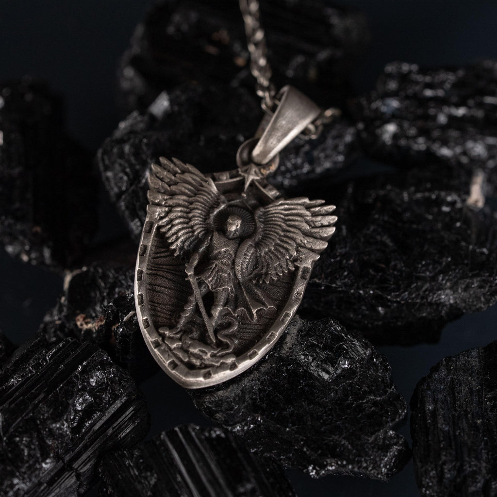 St. Michael Archangel Shield 925 Sterling Silver Necklace