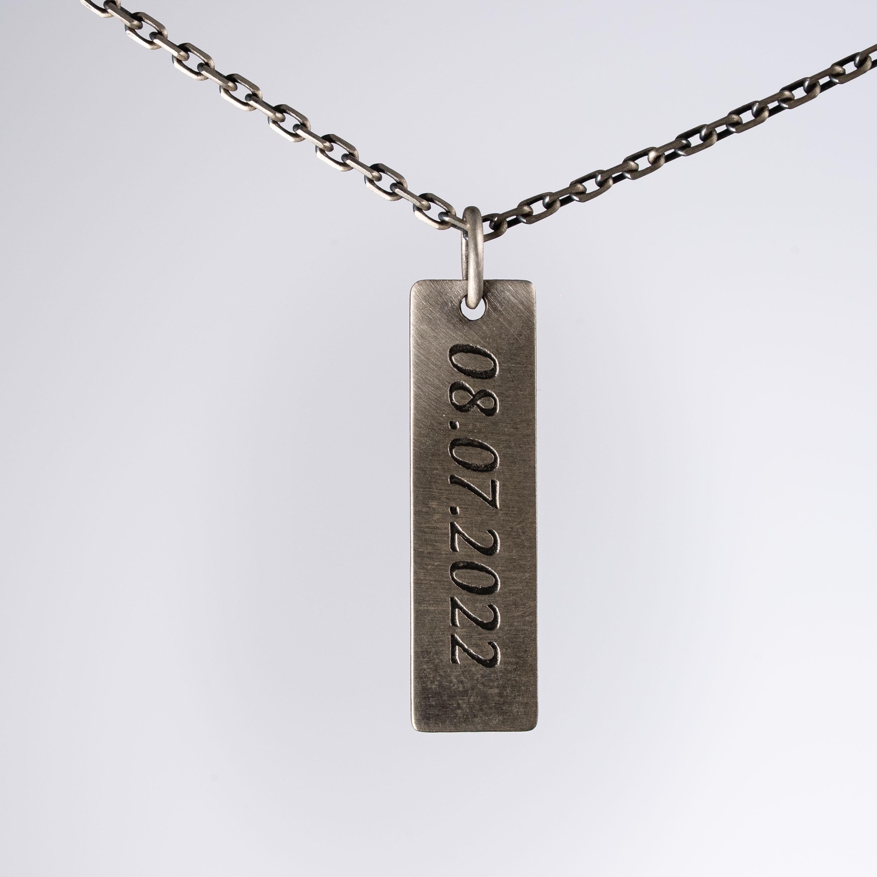 Personalized 925 Sterling Silver Bar Necklace