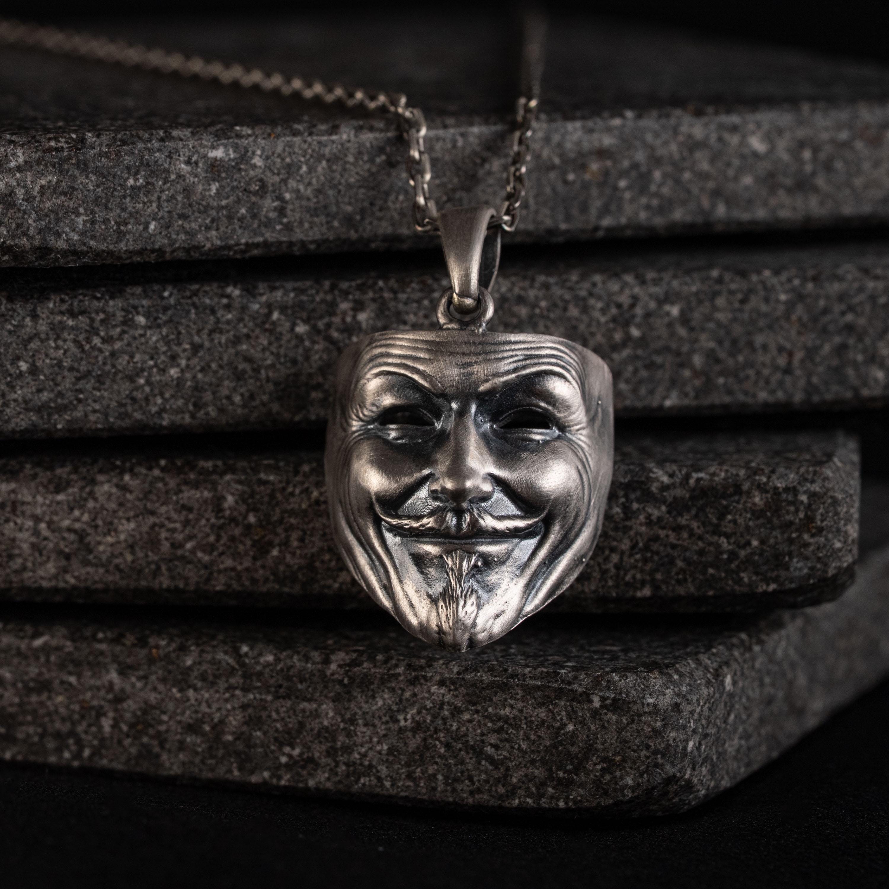 Anonymous Mask Pendant Necklace