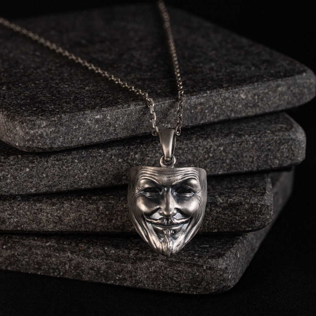 Anonymous Mask Pendant Necklace