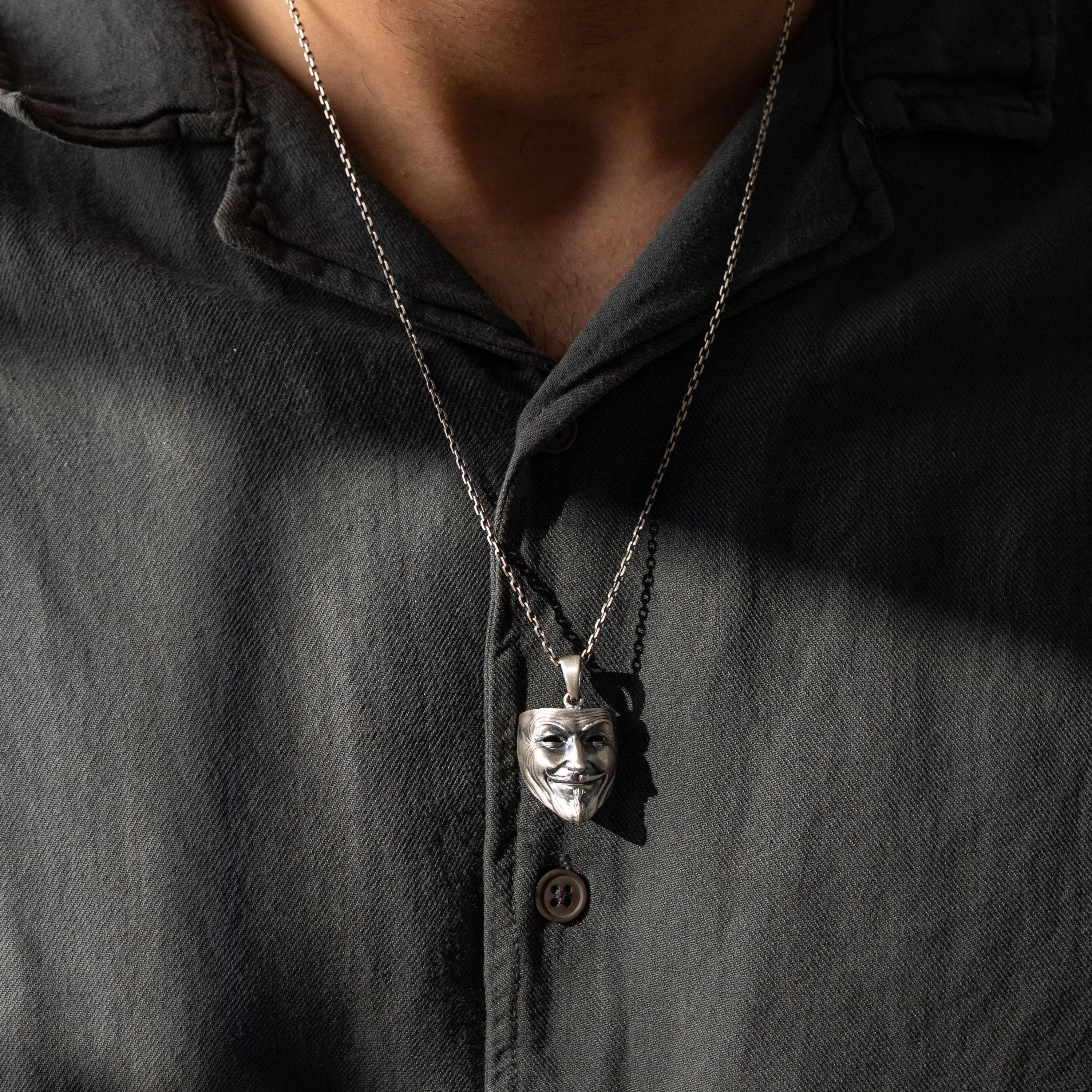 Anonymous Mask Pendant Necklace