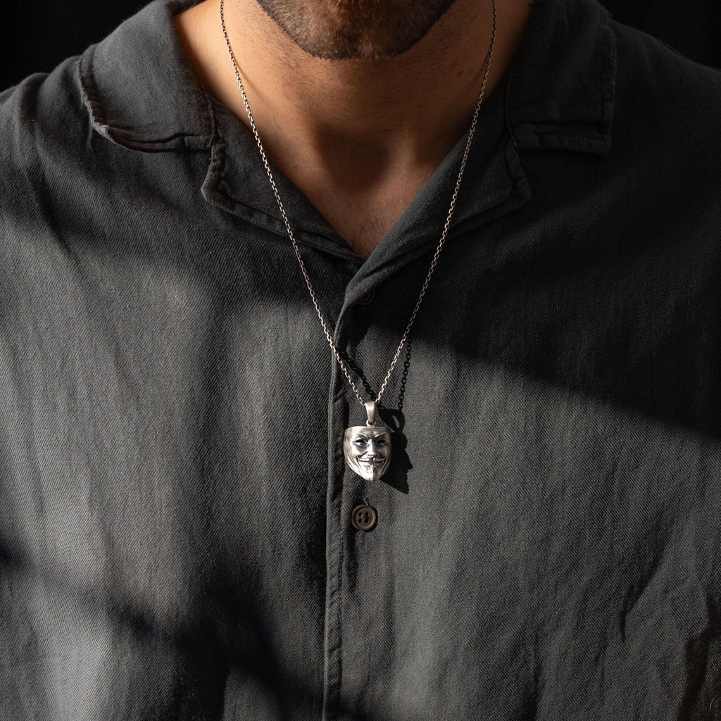 Anonymous Mask Pendant Necklace