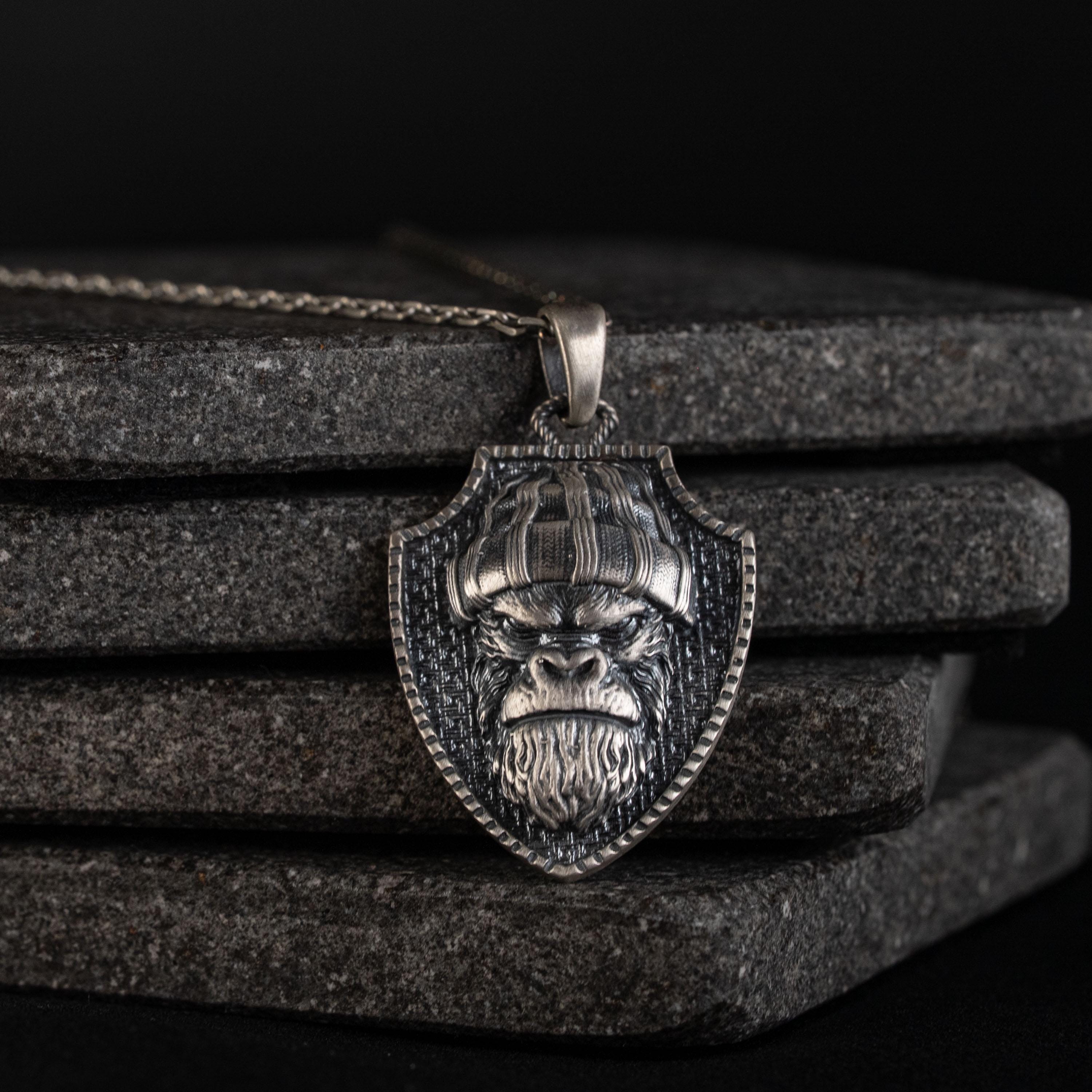 Angry Gorilla 925 Sterling Silver Necklace