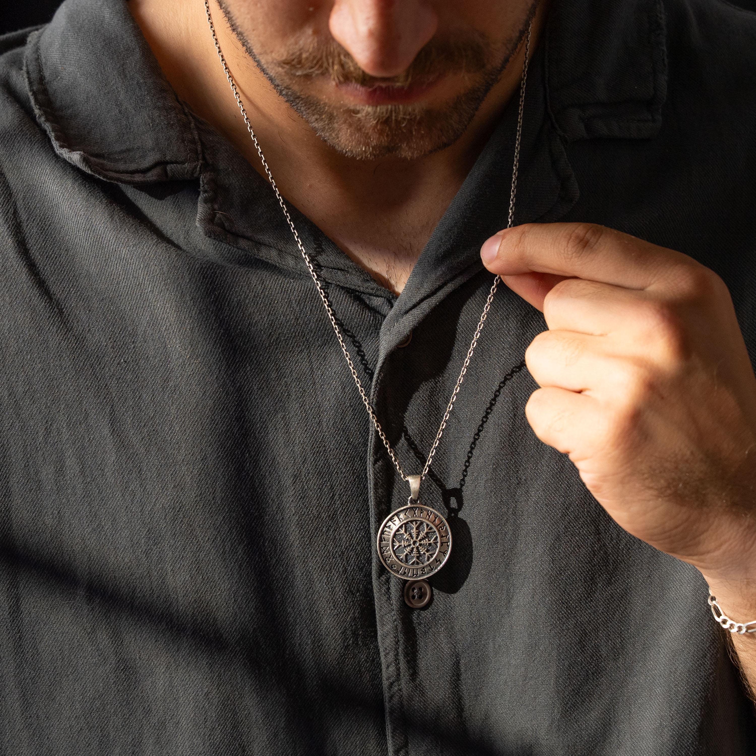 Viking Vegvisir 925 Sterling Silver Necklace