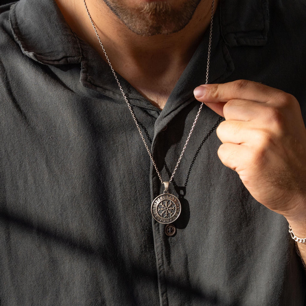 Viking Vegvisir 925 Sterling Silver Necklace