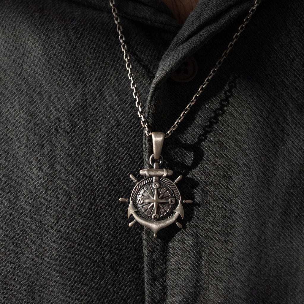 Anchor Compass 925 Sterling Silver Necklace